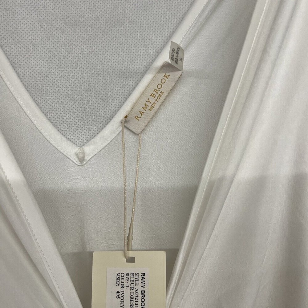 NEW Size L Large Ramy Brook Sleeveless Fleur V-Neck Midi Dress in Ivory White - Picture 5 of 6